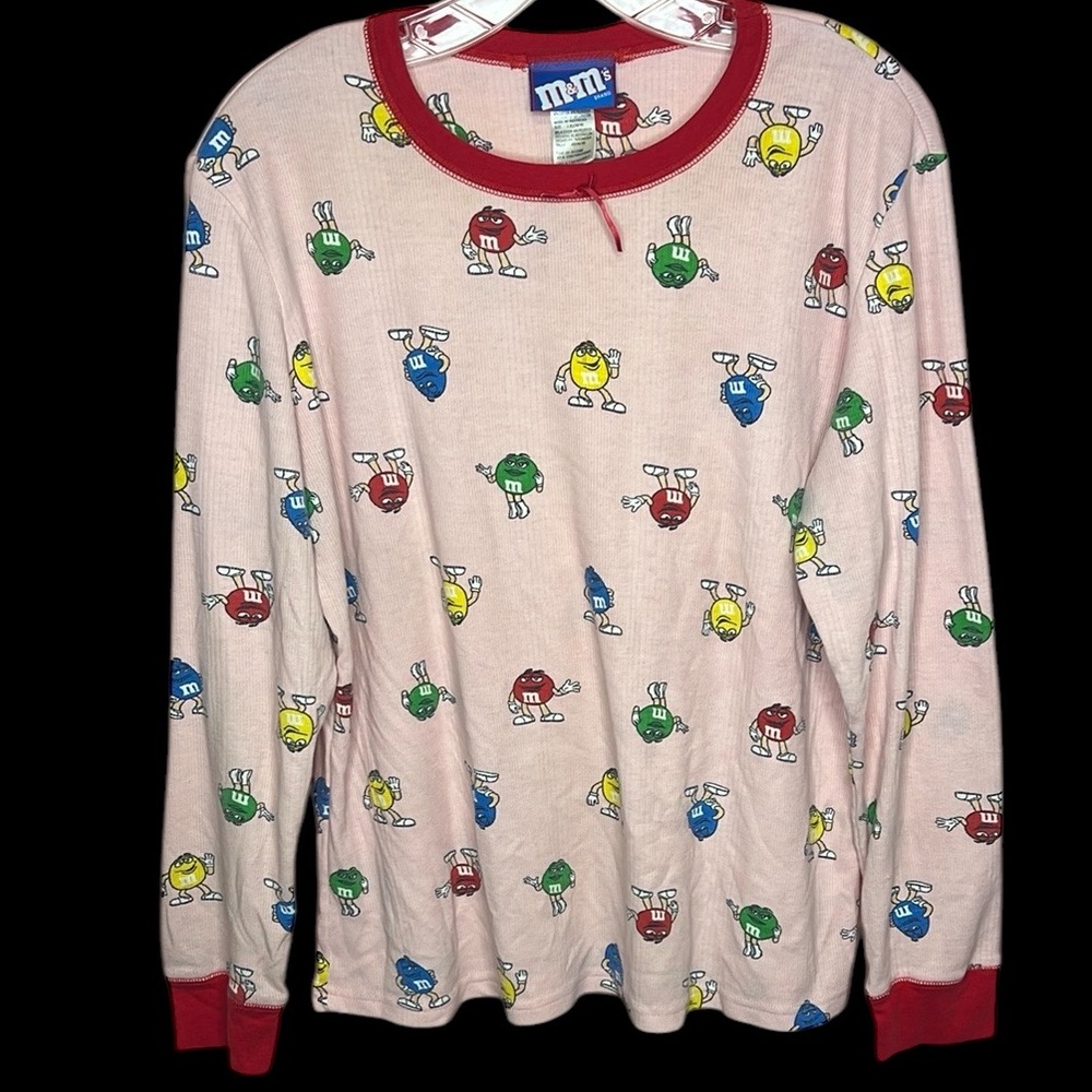 Vtg M&M's Long Sleeve All Over Print Pajama Top Women's. Size XL (16-18)